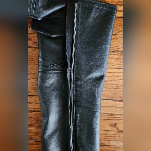 Chaps Genuine Leather Motorcycle Pro Rider Black Size Large - Picture 12 of 15